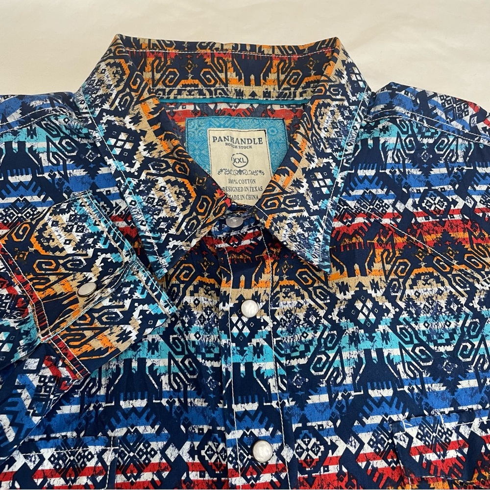 Panhandle Mens Rough Stock Pearl Snap Casual Western Rodeo Button Down Shirt XXL